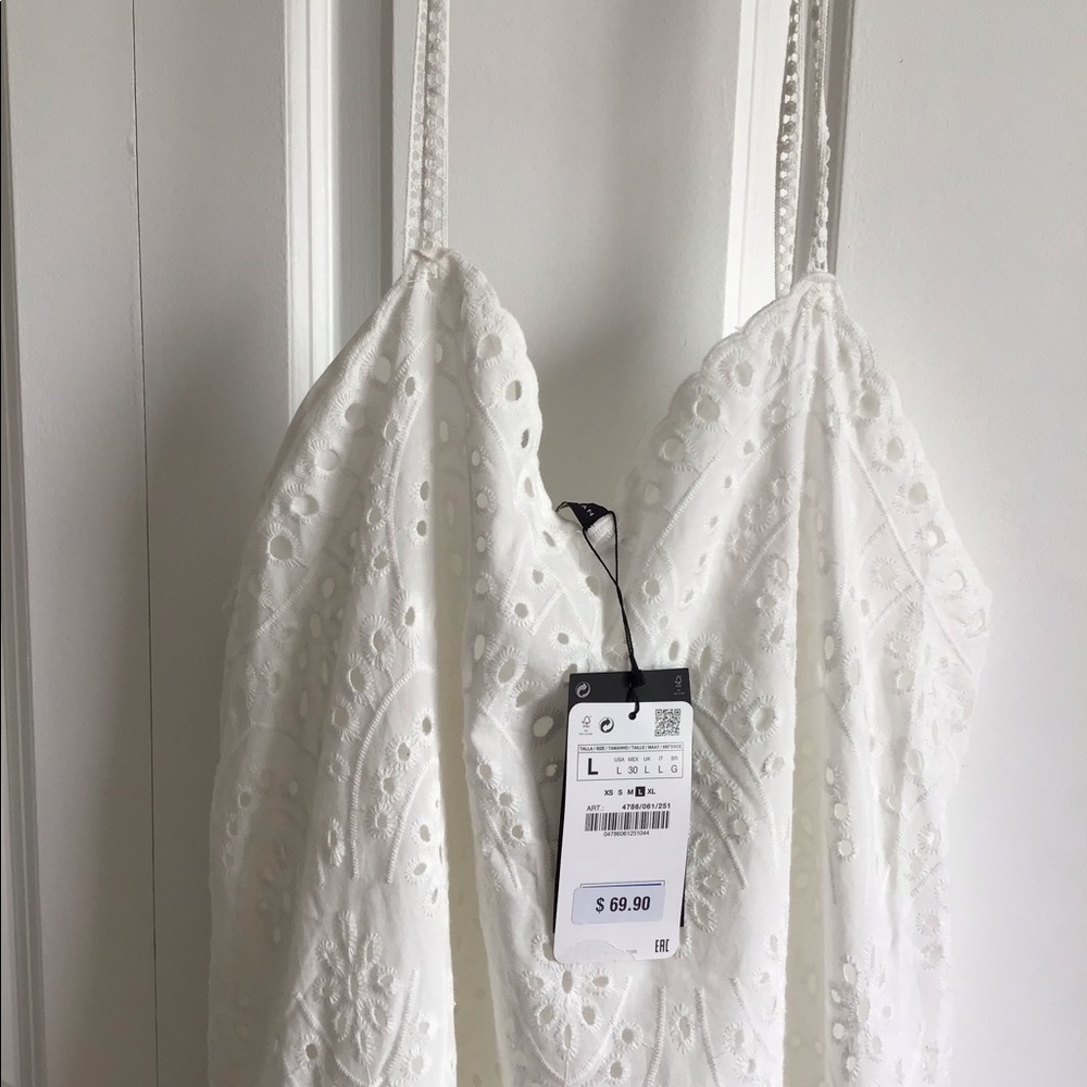 Zara soft white eyelet dress L